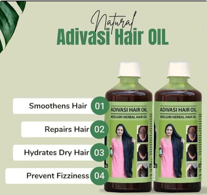 ORIGINAL ADIVASI NEELGIRI HERBAL HAIR OIL - SOURCED DIRECTLY FROM KARNATAKA (BUY 1 GET 1 FREE)