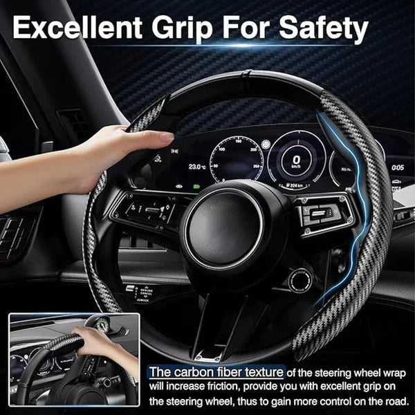 Carbon Fiber Anti-Slip Steering Wheel Cover (2 Side Set)