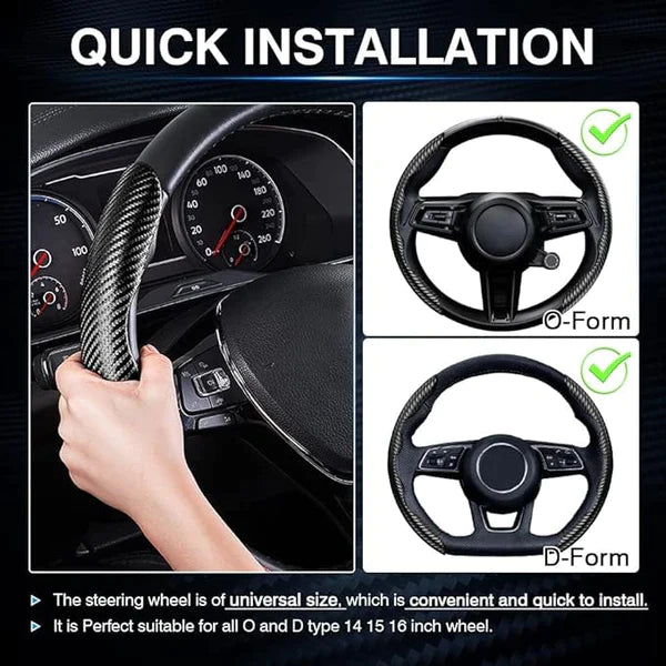 Carbon Fiber Anti-Slip Steering Wheel Cover (2 Side Set)