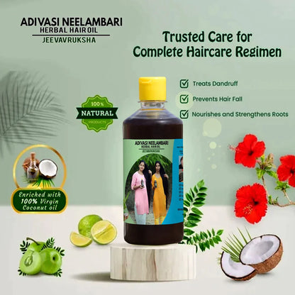 ORIGINAL ADIVASI NEELGIRI HERBAL HAIR OIL - SOURCED DIRECTLY FROM KARNATAKA (BUY 1 GET 1 FREE)