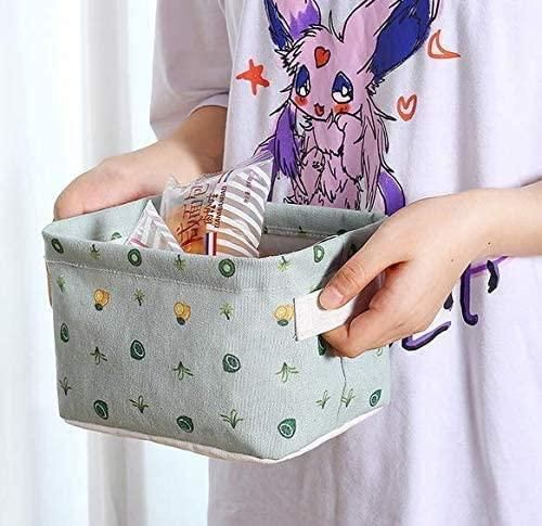 Canvas Fabric Basket with Handle (4 PCS)